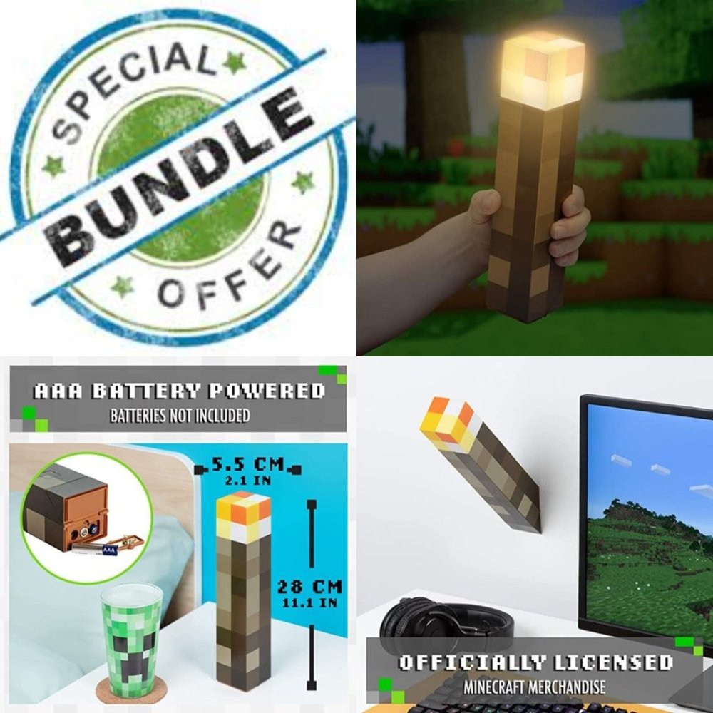 🔥4/$50🔥4! MINECRAFT Torch Light Lamps New In Box!